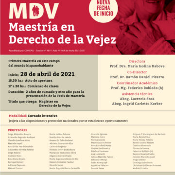 Se pospuso el inicio de la Maestría en Derecho a la Vejez