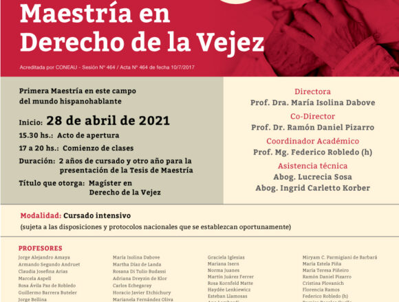 Se pospuso el inicio de la Maestría en Derecho a la Vejez