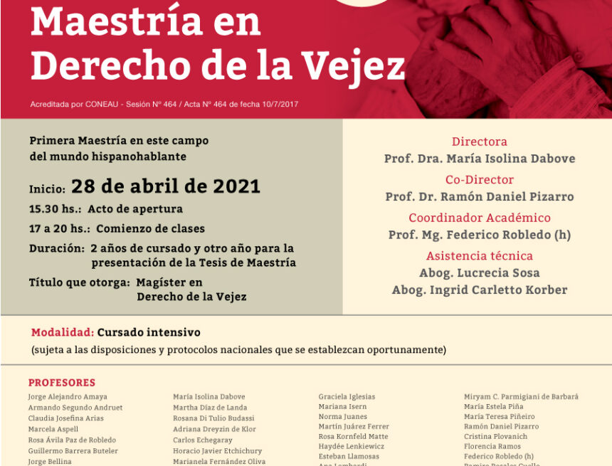 Se pospuso el inicio de la Maestría en Derecho a la Vejez